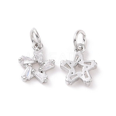Star Brass Micro Pave Clear Cubic Zirconia Charms KK-G435-43P-1