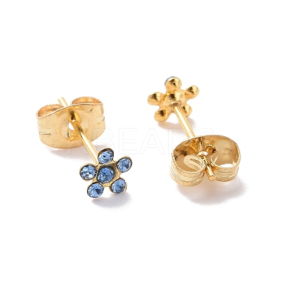 Rhinestone Flower Stud Earrings with 316L Surgical Stainless Steel Pins EJEW-P204-03G-03-1