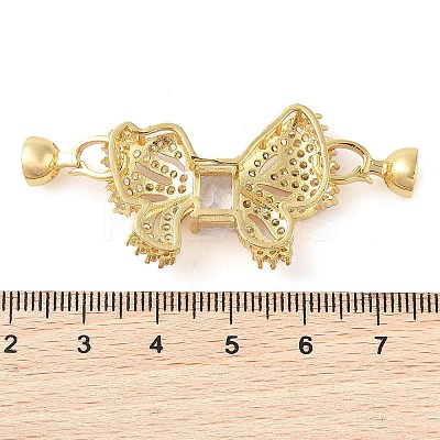 Rack Plating Brass Micro Pave Clear Cubic Zirconia Fold Over Clasps KK-S384-11G-1