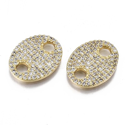 Brass Micro Pave Clear Cubic Zirconia Links Connectors KK-S061-87G-NR-1