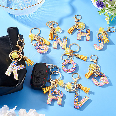 Alloy Resin Polygon Keychains KEYC-TADJ0002-03G-S-1