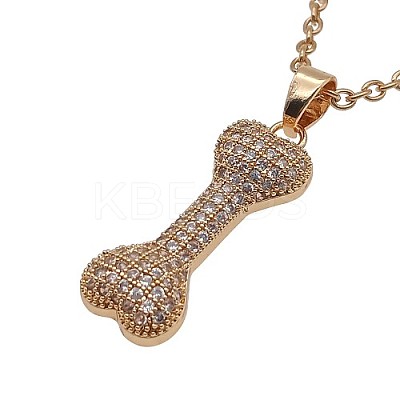 Bone 304 Stainless Steel Rhinestone Pendant Necklaces for Women RR3458-4-1