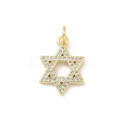 Brass Micro Pave Clear Cubic Zirconia Pendants KK-B141-27G-1