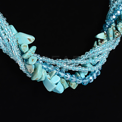 Synthetic Turquoise Multi-strand Necklaces NJEW-L143-01-1