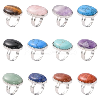 Great Valentines Gifts Natural & Synthetic Mixed Stone Rings RJEW-C094-M-1