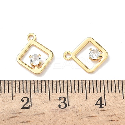 Brass Micro Pave Cubic Zirconia Rhombus Charms KK-Z136-01G-1