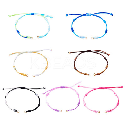 14Pcs 7 Colors Segment Dyed Nylon Braided Cord Bracelet Makings AJEW-TAC00014-1
