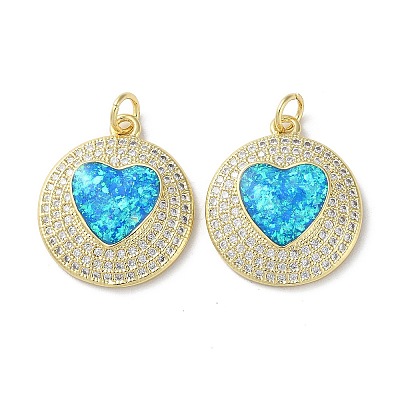 Brass Micro Pave Clear Cubic Zirconia Pendants KK-C045-01B-G-1
