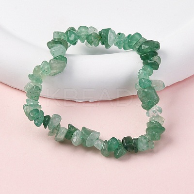 Natural Green Aventurine Chips Beaded Stretch Bracelet for Women PW-WG72437-03-1