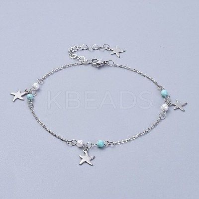 304 Stainless Steel Charm Anklets AJEW-AN00265-1
