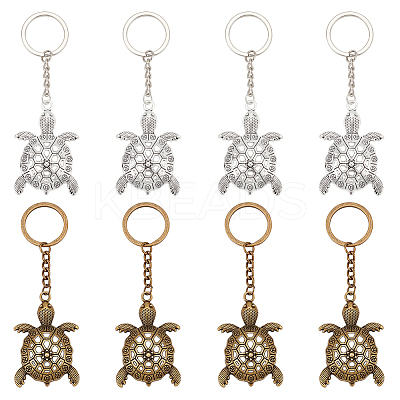 8Pcs 2 Colors Tortoise Alloy Keychain KEYC-PH0001-67-1