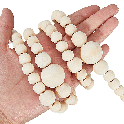 Round Wooden Beaded Garland for Christmas Tree Decoration AJEW-WH20019-62-1