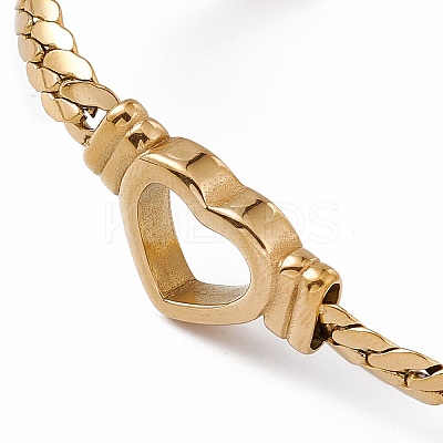 304 Stainless Steel Hollow Out Heart Link Bracelet with Cuban Link Chains for Women LS-BJEW-P284-01G-1