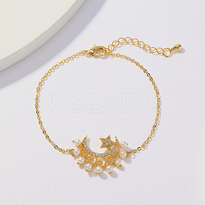 Brass Micro Pave Cubic Zirconia Link Bracelets for Women TF5146-1-1