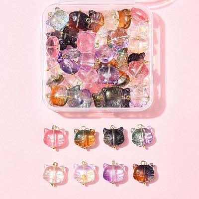 50Pcs Glass Pendants PALLOY-FS00030-1