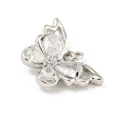 Brass Micro Pave Clear Cubic Zirconia Pendants KK-Z057-07P-1