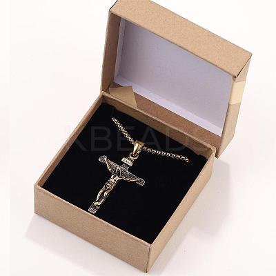 Cross Pendant Necklace with Jesus Crucifix Religious Necklace Sacrosanct Charm Neck Chain Jewelry Gift for Birthday Easter Thanksgiving Day JN1109C-1