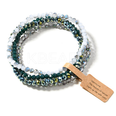 4Pcs Faceted Electroplated Glass Round Beaded Stretch Bracelet Set for Women WGB8DC2-01-1