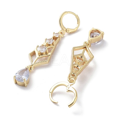 Teardrop Rack Plating Golden Brass Dangle Leverback Earrings EJEW-A030-06G-01-1