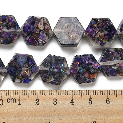Dyed Natural Imperial Jasper with Resin Beads Strands G-G083-D02-01-1