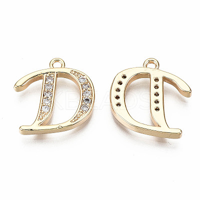 Brass Micro Pave Clear Cubic Zirconia Pendants X-KK-S360-053D-NF-1
