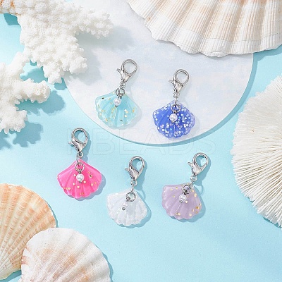 Shell Shape Resin Pendant Decorations HJEW-JM03245-1