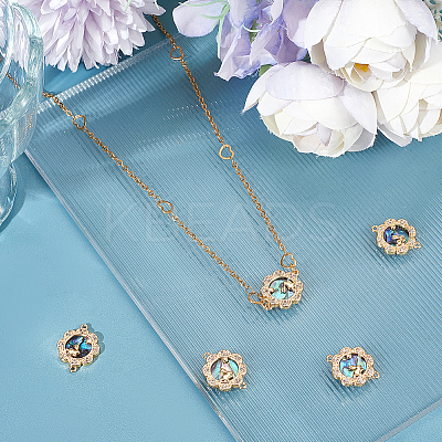 5Pcs Brass Micro Pave Clear Cubic Zirconia Connector Charms KK-BBC0009-23-1