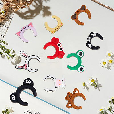 20Pcs 10 Styles Cartoon Animal Silicone Beads SIL-SC0002-93-1