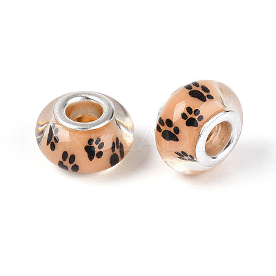 Large Hole Dog Paw Prints Pattern Resin European Beads OPDL-Q129-223A-1