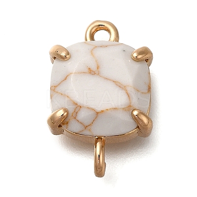 Brass Glass Imitation Gemstone Connector Charms KK-Z076-01G-04-1