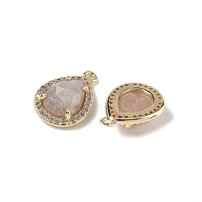 Natural Peach Moonstone Faceted Teardrop Pendants G-U028-02G-01-1