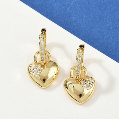 Brass Micro Pave Clear Cubic Zirconia Hoop Earrings EJEW-S275-01G-1