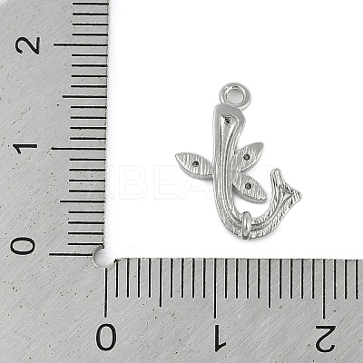 Brass Crystal Rhinestone Letter Links Connector Charms KK-S395-06P-J-1