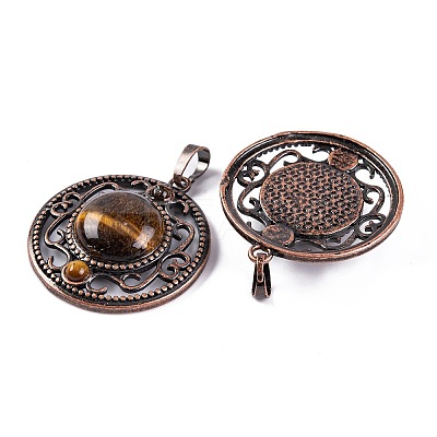 Natural Tiger Eye Pendants G-Q158-03-09-1