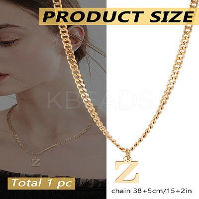 1Pc 304 Stainless Steel Letter Pendant Necklaces NJEW-LP0001-33Z-G-1
