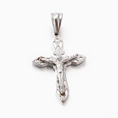 Tarnish Resistant Easter Theme Womens Men's 201 Stainless Steel Crucifix Cross Pendants STAS-F010-46P-1