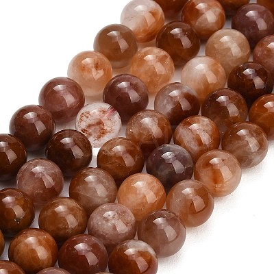 Natural Red Hematoid Quartz Beads Strands G-G475-A01-10mm-1