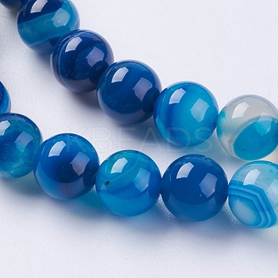 Round Dyed Natural Striped Agate/Banded Agate Beads Strands X-G-G582-8mm-10-1