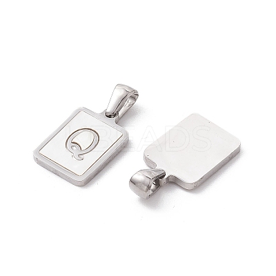 304 Stainless Steel Pave Shell Pendants STAS-G327-01P-Q-1