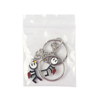 2Pcs 304 Stainless Steel Enamel Keychain KEYC-FS00034-02-1