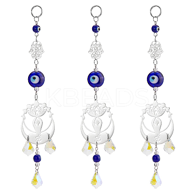 3Pcs Evil Eye Lampwork Window Hanging Suncatchers HJEW-UN0001-17-1