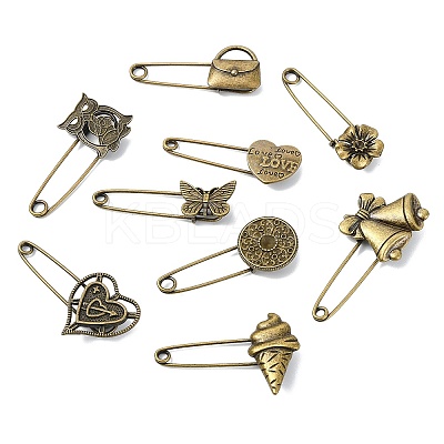20Pcs 10 Styles Alloy Kilt Pins for Backpack Clothes JEWB-CJ0003-24-1