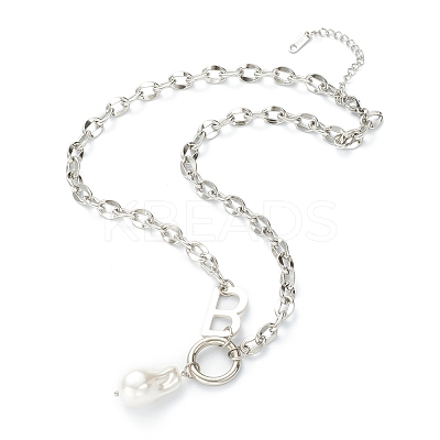 Acrylic Imitation Pearl Pendant Necklaces NJEW-L458-081-1