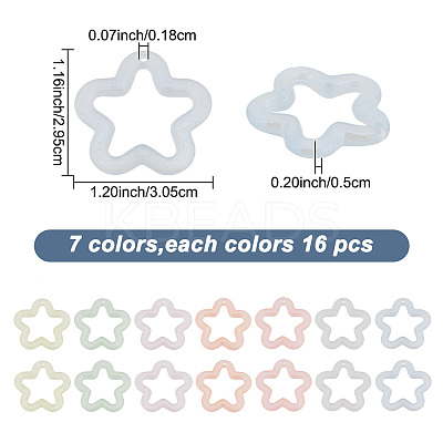 112Pcs 7 Colors Transparent Luminous Acrylic Pendants TACR-PH0001-55-1