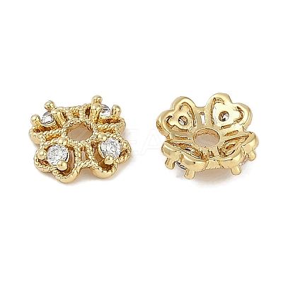 Brass Micro Pave Clear Cubic Zirconia Bead Caps KK-I719-06G-1