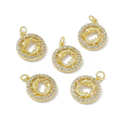 Real 18K Gold Plated Brass Micro Pave Clear Cubic Zirconia Pendants KK-E068-VB409-12-1