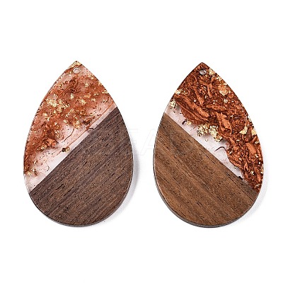 Transparent Resin & Walnut Wood Big Pendants RESI-T058-05D-1