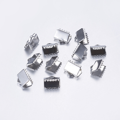 Tarnish Resistant 304 Stainless Steel Ribbon Crimp Ends STAS-L198-07P-1