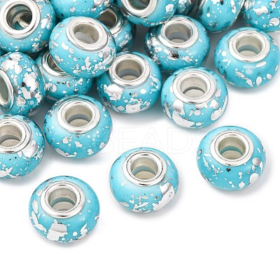 Opaque Resin Rondelle European Beads RESI-Z046-03I-1