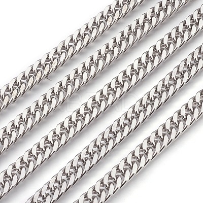 Tarnish Resistant 201 Stainless Steel Cuban Link Chains CHS-L017-17F-1